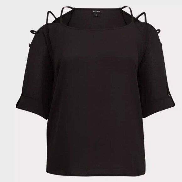 Torrid Black Ladder Cut Georgette Blouse 2x - Picture 5 of 11